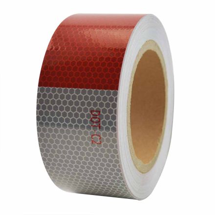 Superior Electric RVA1553 2 Inch x 50' ft High Visibility Conspicuity DOT-C2 Approved Reflective Safety Tape - 6 Inch Red / 6 Inch White - Automobile Vehicles, Trailers, Boats