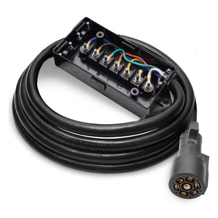 Superior Electric RVA1564 7-Way Trailer RV Truck Cord & Plug with 7-Pole Wiring Junction Box – 4ft Cable