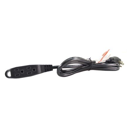 Superior Electric SE1541 6ft 16 Gauge Extension Cord, 3 Prong Grounded, 3 Outlets, with Low Profile Flat Plug - Black